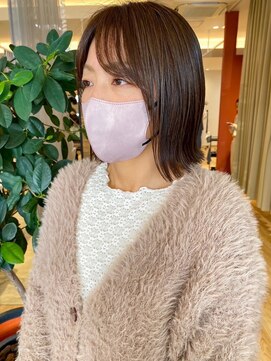 バランス ヘアーアンドアイラッシュ 野田店(balance.) 切りっぱなしボブ×ナチュラルハイライト