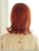 ヘアースペース ラ ルージュ(hair space LA ROUGE)&nbsp;ミディアム切りっぱなし外ハネボブ/ピンク、オレンジベージュ