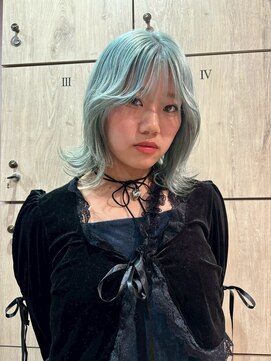 クレエ ヘアー デザイン(creer hair design) 透明感エメラルドグリーンハイトーンダブルカラーブリーチ