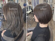 楽流頭 オブヘアー(of hair)の雰囲気（白髪ぼかし×オイルストレート。くせ・うねりを抑え艶のある髪に）