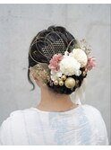 ◎【成人式ヘア】金箔×水引×ドライフラワーの華やかシニヨン◎
