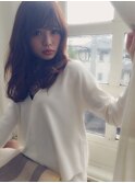 ガーリー☆ミデ＆髪質改善オレンジ系カラーロングヘア