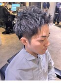 刈り上げセンターパートフェザーパーマサーフカール