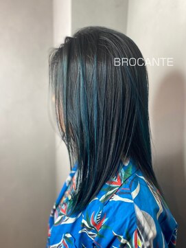ラトリエ ブロカント 立川北口店(L'atelier BROCANTE) 青髪 blue ハイライト ケアブリーチ ワンレン コリアンスタイル