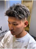 刈り上げセンターパートフェザーパーマサーフカール