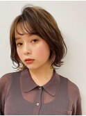 【長谷川】秋ベージュインナー外はねボブ