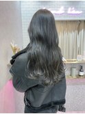 天神大名ダブルカラーハイライト暗髪グレージュ韓国レイヤー