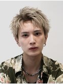 メンズショートスパイキーショートホワイトベージュ