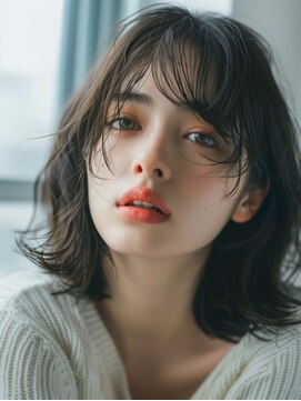 ムウ 難波(MOU) ショートボブ暗めカラーグランマッシュデザイン20代30代40代50代