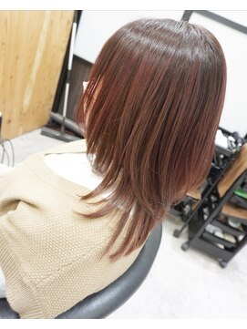 ヘアテリア リュウ 大塚(hair teria ryu) ミディアムウルフ/ピンクブラウン