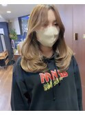 レイヤーカット/顔まわりカット/ゆる巻きロング/韓国ヘア