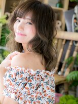 カバーヘア ブリス 戸田公園西口店(COVER HAIR bliss) バレイヤージュ斜めバングエアリーミディh3戸田公園20代30代40代