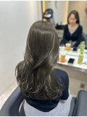 前髪ありグレージュ似合わせカット韓国ウェーブミディアム銀座