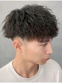 奈良men'sショートフェードマッシュツイストスパイラルパーマ