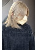 【笠原】透明感ミルクティーベージュ×外ハネレイヤーミディ