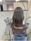 オリーブグレージュハイライトカーキグレージュセミディ外ハネ