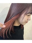 髪質改善カラー×インナーピンクオレンジ