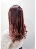 チェリーピンクブラウンカラー&ロングレイヤースタイル