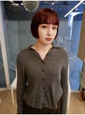 ワインレッドカラー×ワイドバングボブ