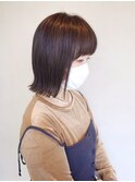 30代40代50代おすすめ 切りっぱなしボブ×ツヤオリーブベージュ