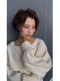透明感ショート/春カラー/ブリーチなし/顔まわり