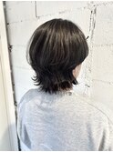 【白髪ぼかし】コントラストハイライト×外ハネマッシュウルフ