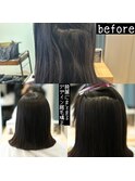 カチナトリートメントと縮毛矯正とヘアリセッター