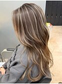 ハイライトデザインカラーフェイスフレーミングレイヤーカット