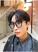 センターパート曲がる縮毛矯正フェザーパーマ銀座一丁目