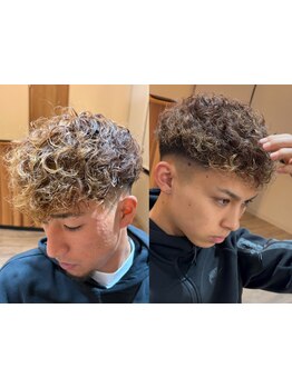 【立花駅/メンズサロン/理容室】ホワイトメッシュでかっこつけよう！ホワイトメッシュ×パーマ◎