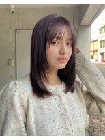 ガーデン 渋谷(GARDEN)&nbsp;ミディアムレイヤー　似合わせカット　小顔　前髪　暖色