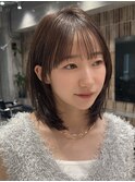 黒髪/オリーブグレー/小顔に見せるヘア/ココアベージュ/レイヤー