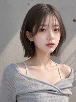 ユーフォリア 渋谷グランデ(Euphoria SHIBUYA GRANDE)&nbsp;ボブレイヤー外はねボブ韓国ヘア顔周りレイヤーグレージュカラー