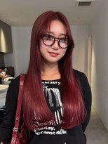 ナループロアポンテ(Nalu pu loa PONTE)&nbsp;ロングレイヤーパーマ落とし暖色カラーワインレッド赤カラー