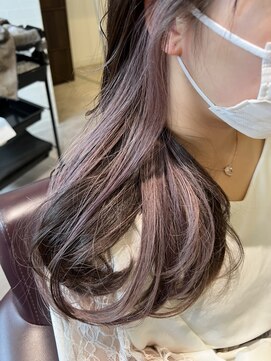 ハピエル ヘアークルー(HAPPYEL hair crew) 大人かわいいインナーカラー小顔ピンクセミロング