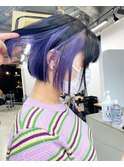 グレーベージュ_レイヤーロング_インナーカラーイヤリングカラー