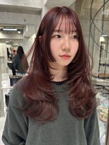 サイン 渋谷(SIGN)&nbsp;黒髪グレーベージュレイヤーロング前髪パーマ