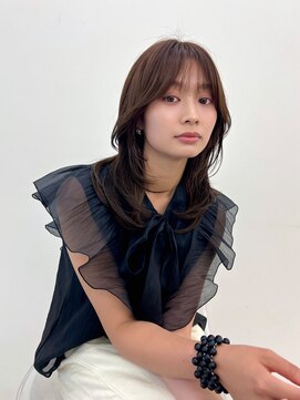 ノク 渋谷(nok) 大人っぽ韓国オリーブカラーベージュ前髪顔まわりレイヤー