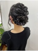 編み込みアップスタイル