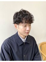 ヘアー アイス 御器所本店(HAIR ICI) 大人男性ナチュラルパーマビジカジ清潔感アッシュブラック