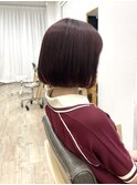 【レディース・大名】内巻きボブスタイル×ワインレッドカラー