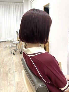 セイドット フクオカ(Say.FUKUOKA) 【レディース・大名】内巻きボブスタイル×ワインレッドカラー