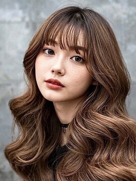 TMJ 熊本韓国レイヤーロングヘア×コテ巻きパーマ×小顔カット