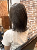 レイヤーボブハイライトカラーミルクティーベージュ