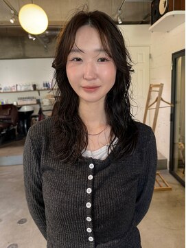 パーク ヌース(PARK/NOOS) オリーブベージュラフウェーブ顔まわりレイヤー