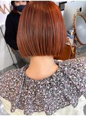 *オレンジカラー×パッツンボブ*