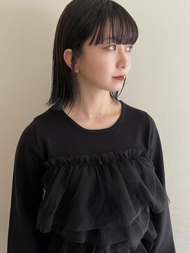 トップヘアー ミカワアンジョウ 安城(TOPHAIR MIKAWA ANJO) ワイドバング切りっぱなしボブ/アッシュブラック