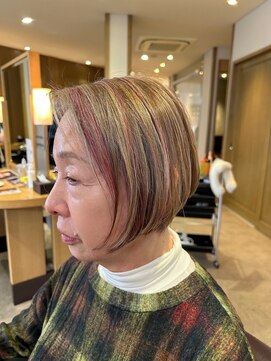 ユウヘアー 石川橋店(U Hair) 前下がりショートボブ/ハイライト