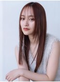 大人かわいい前髪セシルカットココアブラウンフリンジウェーブ
