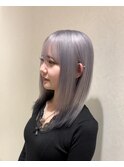 ホワイトシルバー☆黒エンドカラー☆ケアブリーチ